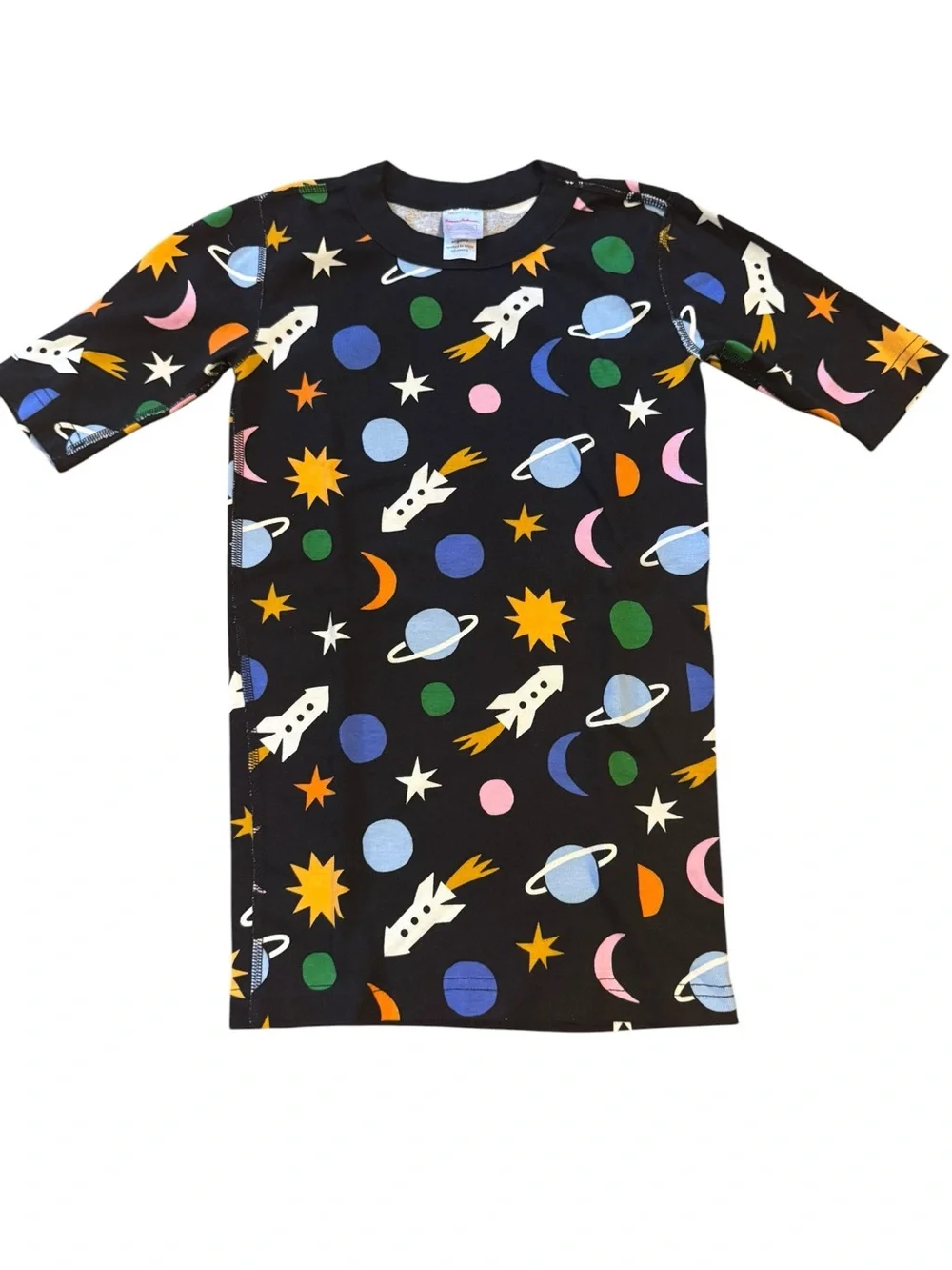 Hanna Andersson Black Top with Multicolor Space Print